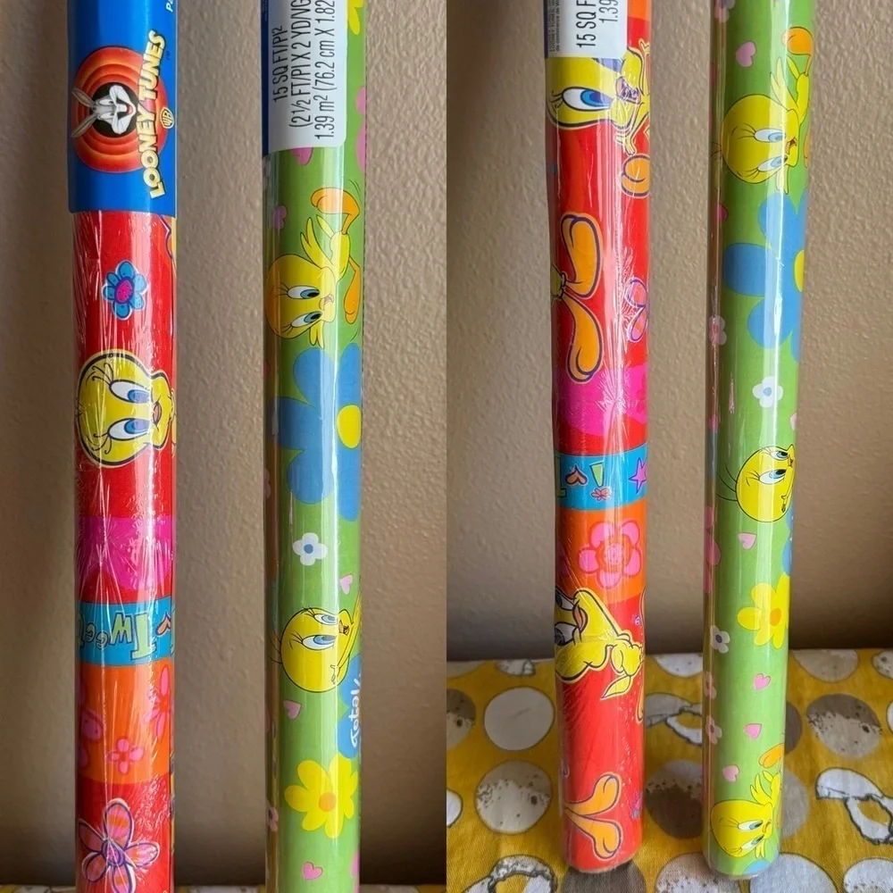 Vintage 1999/2000 Hallmark NIP Tweety Bird wrapping paper tubes set of 2